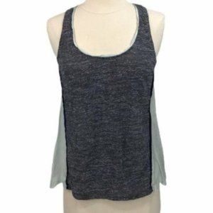 Club Monaco Womens Scoopneck Silk Panel Tank Top Size Small Gray Green